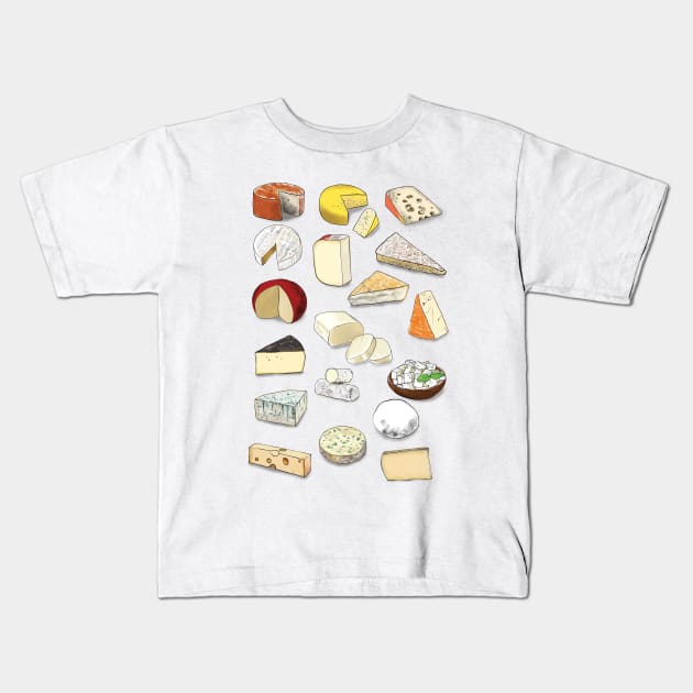 Cheese illustrations, cheese stickers Kids T-Shirt by Highdown73